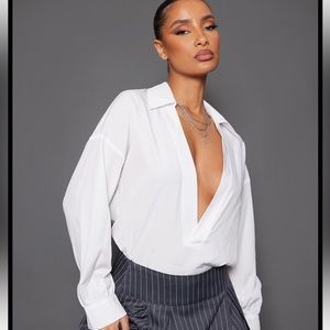 Missguided White V Plunge Blouse
